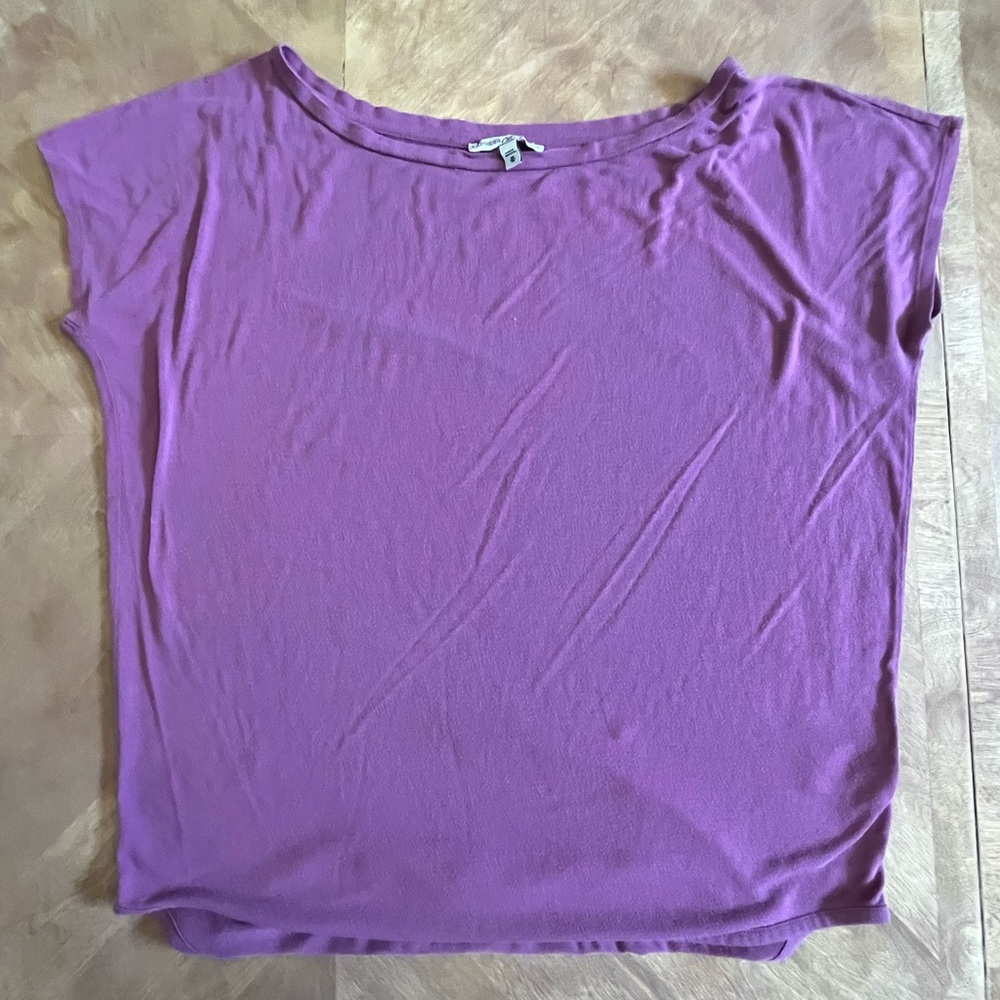 Express Purple Boxy Cap Sleeve T-Shirt | Size M